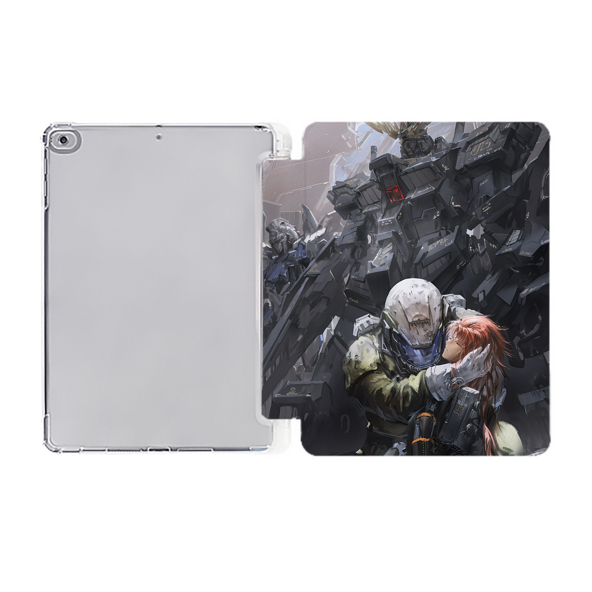 （画像用） 機動戦士ガンダム Mobile Suit Gundam IPad ケース ペン収納付き 三つ折りスタンド PUレザー×シリコン 対応機種9.5/10.5/10.9インチ